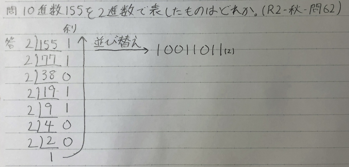 ITパスポート　計算問題　進数